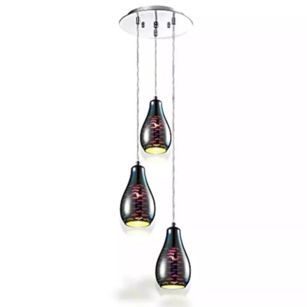 Serenelife SLLMP37 3D Art Adjustable Three Dome Glass DECO Pendant Light RT$200